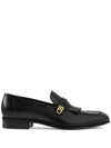 Gucci Horsebit Detail Leather Loafer With Gold-tone Hardware In Schwarz