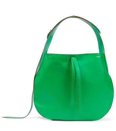 Victoria Beckham Half Moon Large Leather Shoulder Bag In Green