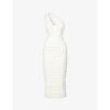House Of Cb Valentina Asymmetric Cutout One-shoulder Midi Dress In Ivory
