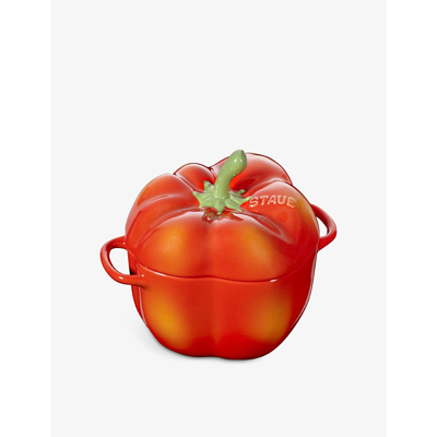 Staub Pepper Cast-iron And Enamel Cocotte 11cm In Orange/red