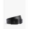 Polo Ralph Lauren Logo-embossed Leather Belt In Matte Black