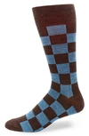 Lorenzo Uomo Patchwork Wool Blend Dress Socks In Brown