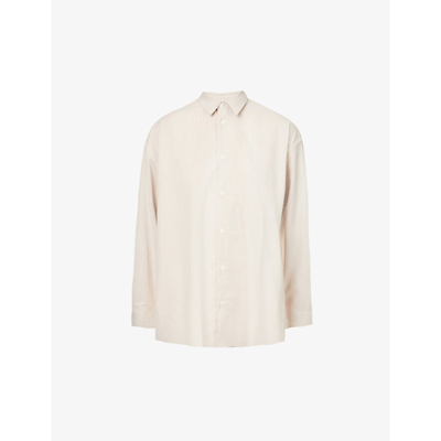 Samsoe & Samsoe Luana Striped Relaxed-fit Organic-cotton And Linen Blend Shirt In Angora St.