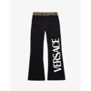 VERSACE LOGO-PRINT STRETCH-COTTON JERSEY TROUSERS 4-14 YEARS