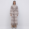 Simkhai Carrie Fringe Wool-blend Robe Coat In Nougat Plaid