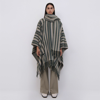 Jonathan Simkhai Sam Wool Fringe Poncho In Cypress Stripe