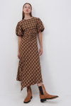 Simkhai Marnie Plaid Midi Dress In Pecan Plaid