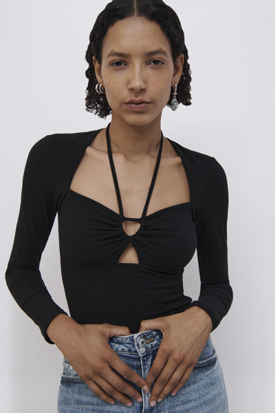 Simkhai Merritt Shaping Rib Top In Black