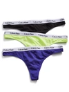 Calvin Klein Carousel Cotton 3-pack Thong Underwear Qd3587 In Black,energy,blue