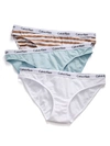 Calvin Klein Carousel Bikini 3-pack In Blue,white,stripe