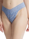 Hanky Panky Leopard Cross-dyed Lace Original Rise Thong In Stonewash Blue