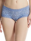 Hanky Panky Leopard Cross-dyed Lace Boyshort In Stonewash Blue