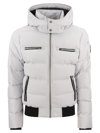 Moose Knuckles White Cloud Bomber Hooded Quilted Jacket In Ice