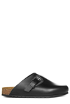 Saint Laurent Buckled Backless Leather Loafers In Nero