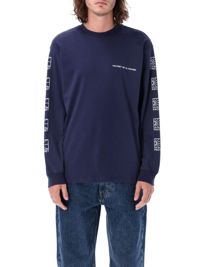 Paccbet Small Logo-print Long-sleeve T-shirt In Navy