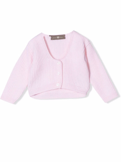 Little Bear Babies' Fine-knit Wool Cardigan In Pink