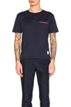 Thom Browne Jersey Cotton Short Sleeve Pocket Tee In Navy