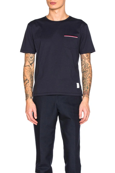 THOM BROWNE JERSEY COTTON SHORT SLEEVE POCKET TEE,TMBX-MS103