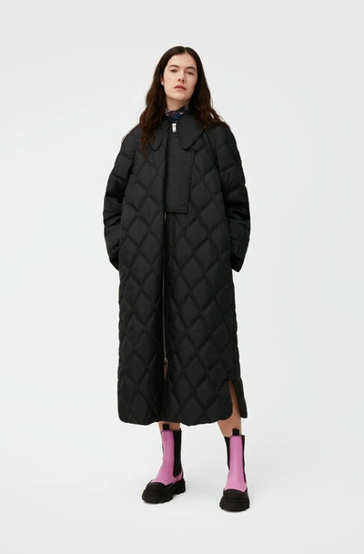 GANNI LONG SLEEVE RIPSTOP QUILT COAT