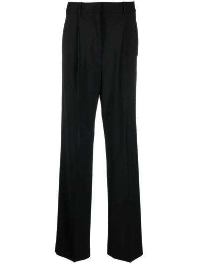 Msgm Straight-leg Wool Trousers In Black