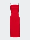Nomi Fame Ora Crepe Satin Midi Dress With Adjustable Straps In Red