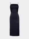 Nomi Fame Ora Crepe Satin Midi Dress With Adjustable Straps In Black