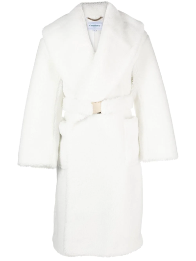 Casablanca White Faux Shearling Dressing Gown Coat