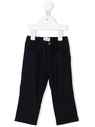 Il Gufo Babies' Logo-embroidered Cotton Trousers In Blue