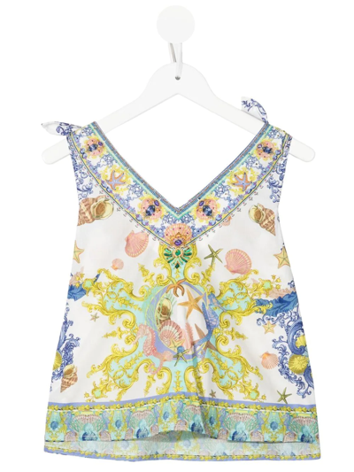 Camilla Kids' Tie-shoulder Sleeveless Blouse In White