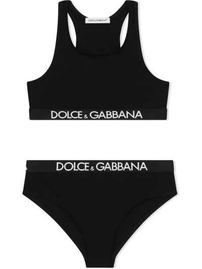 Dolce & Gabbana Kids' Logo-trim Underwear Set In Black