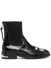 TOGA MIX-BADGE LEATHER ANKLE BOOTS