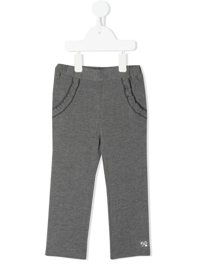 Familiar Kids' Frilled Slim-cut Trousers In Grey
