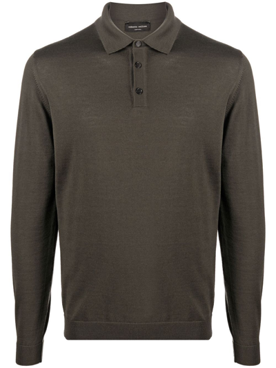 Roberto Collina Long-sleeve Polo Shirt In Green