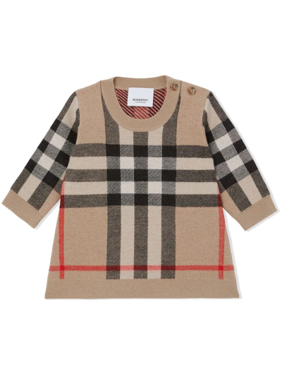 Burberry Vintage Check Dress In Brown