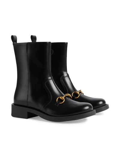 Gucci Horsebit-detail Ankle Boots In Black