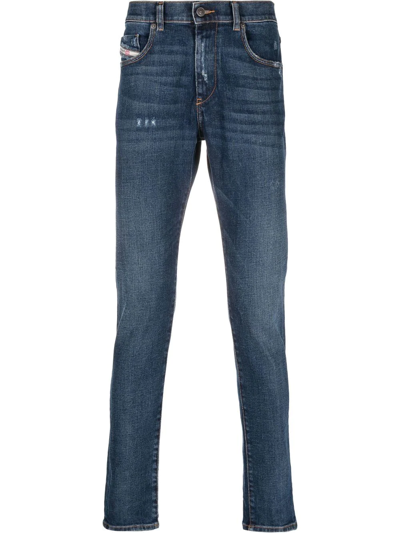 Diesel Distressed Slim-cut Jeans In Blue