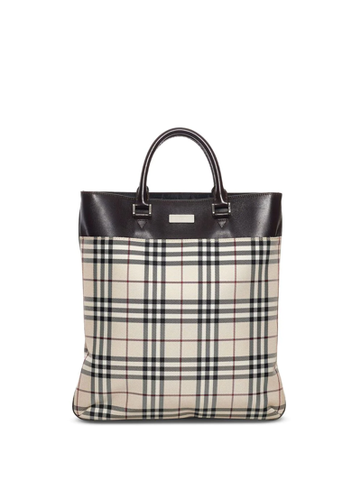 Pre-owned Burberry House Check Canvas Tote In Neutrals