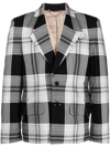 Charles Jeffrey Loverboy They Them Check Recycled-twill Suit Jacket In Black
