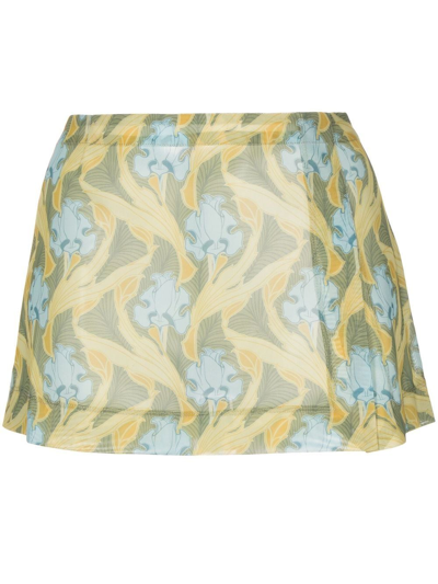 Miaou Micro Mid-rise Recycled Polyester-blend Mini Skirt In Yellow