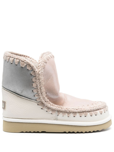 Mou Shearling-lined Moccasin Boots In Pink
