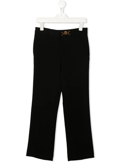 Versace Kids' Medusa-detail Straight Leg Trousers In Black