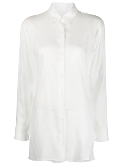 Yohji Yamamoto Asymmetric-hem Button-up Shirt In White