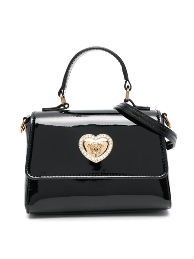 Versace Kids' Logo Buckle-detail Crossbody Bag In Black