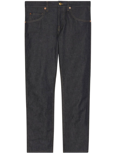 Gucci Horsebit Slim-fit Denim Jeans In Blue