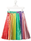 Stella Mccartney Rainbow Striped Pleated Taffet Skirt In Purple