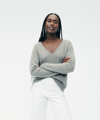 Naadam Lightweight Cashmere V-neck Sweater In Moss Green
