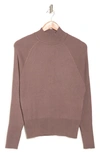 Jaclyn Smith Mock Neck Rib Sweater In Mauve