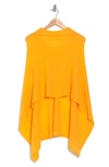 Portolano Lightweight Lambswool Cowl Neck Poncho In Saffron