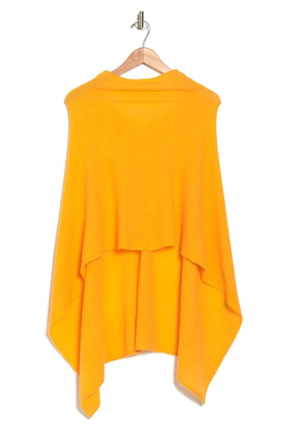 Portolano Lightweight Lambswool Cowl Neck Poncho In Saffron