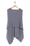 Portolano Lightweight Lambswool Cowl Neck Poncho In Malibu Blue